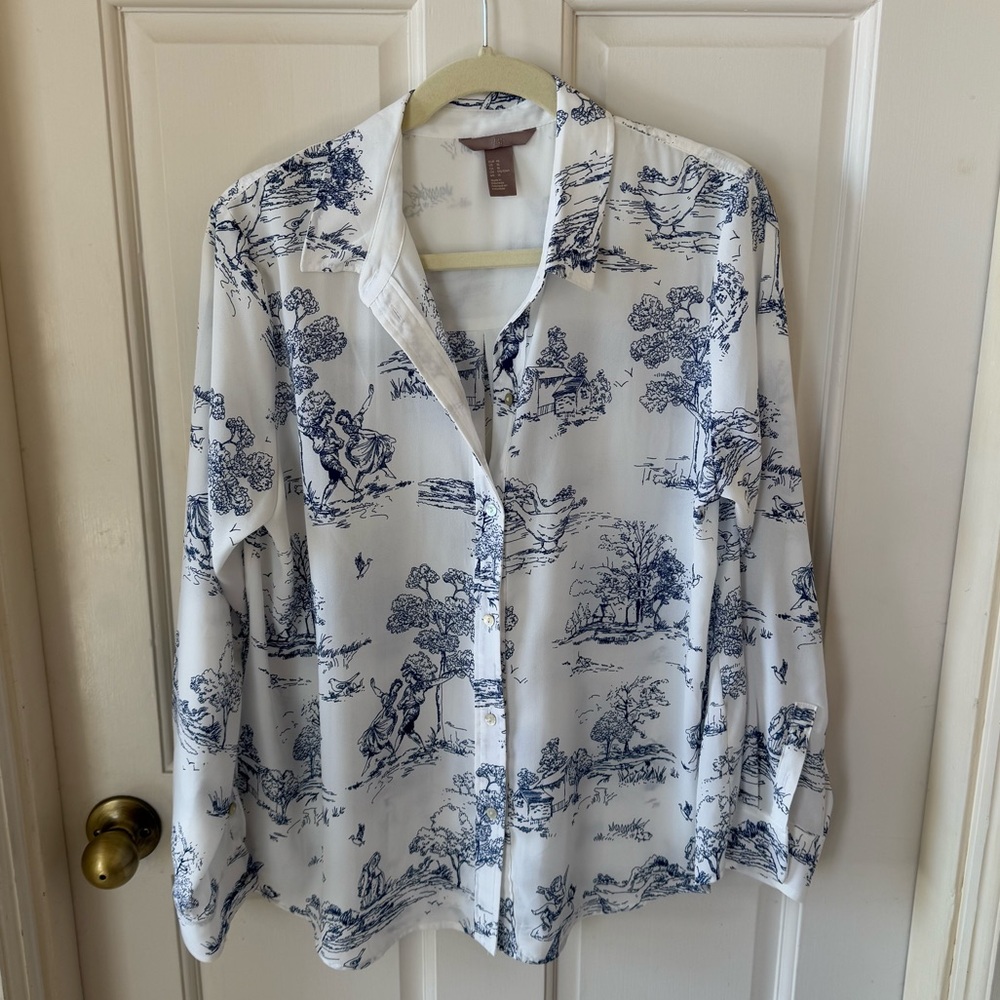 Vintage Pattern Collared Shirt